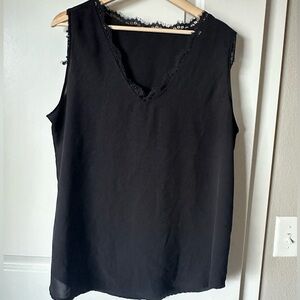 Elegant Black Lace Trim Women's Top